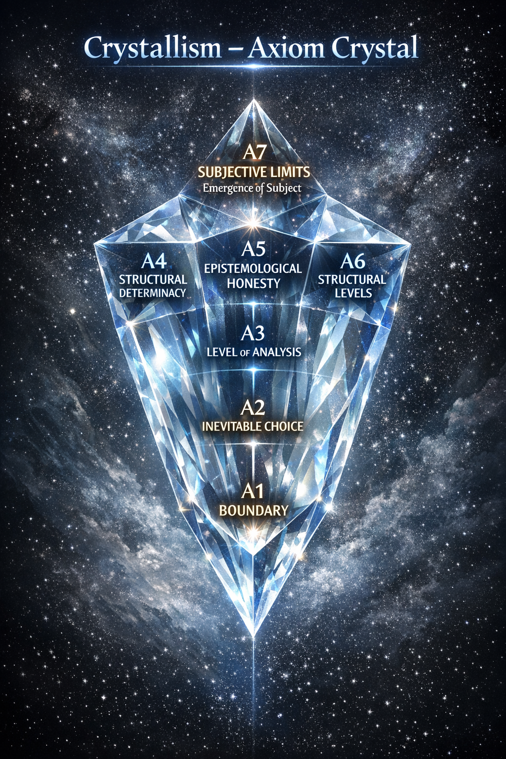 Diagram of the seven canonical axioms of Crystallism